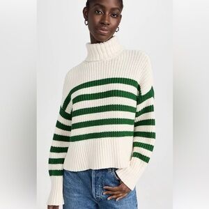 NEW $128 Madewell Wide Rib Mockneck Sweater Striped sz XXS